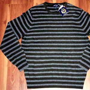 ALLEN SOLLY Pullover SWEATER Striped GRAY Army